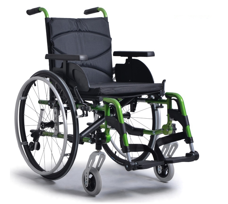 Zielony wózek inwalidzki półaktywny V300 DL